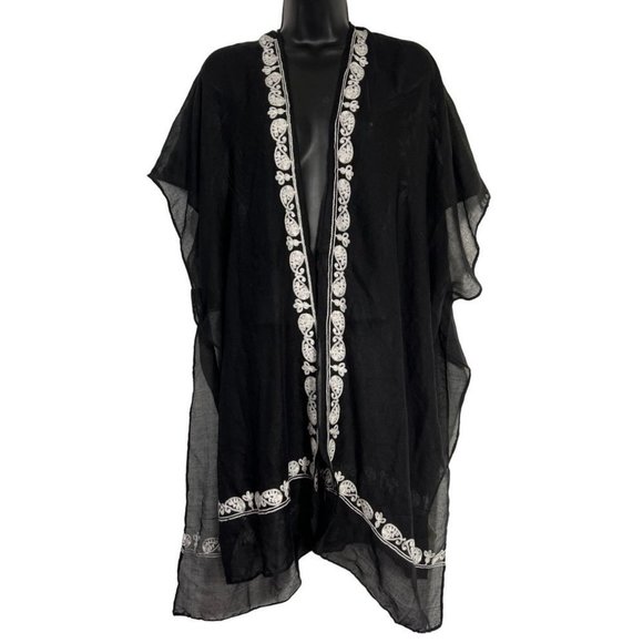 Do Everything in Love Other - DO Everything in Love women's sheer black shawl/wrap One Size embroidered